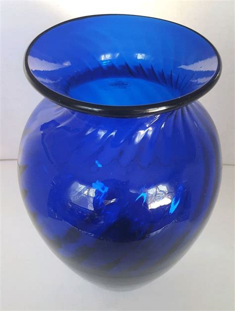 cobalt blue blenko glass vase